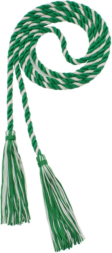 Tassel Depot Graduation Honor Cord - Kelly/Natural - Every School Color Available - Made in USA