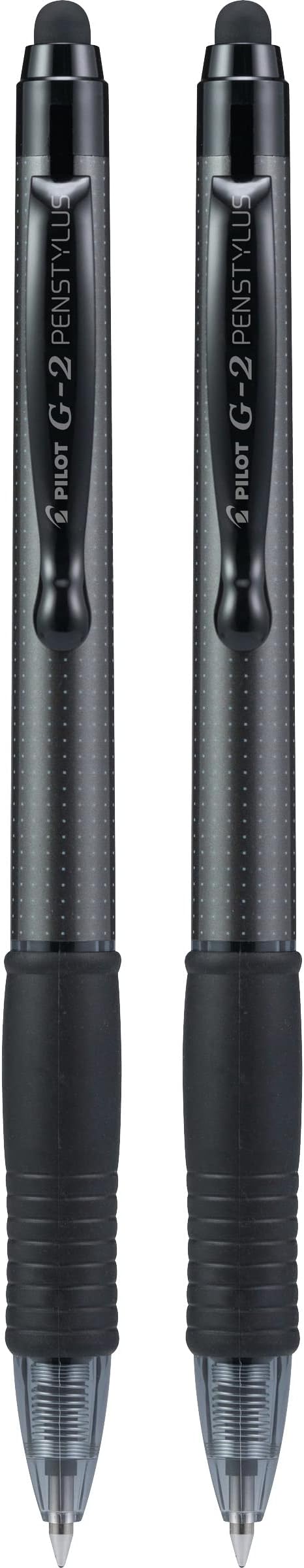 Pilot, G2 Pen Stylus, Fine Point 0.7 mm, Pack of 2, Black Ink, Gray Barrel