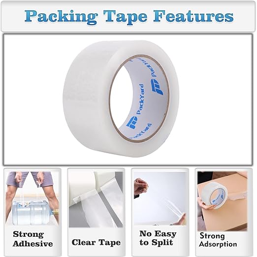 Packing Tape Refill Rolls Heavy Duty 12 Rolls Sealing Great for Packing Box Shipping and Moving Supplies Packaging 1.88" x 65 Yards 3" Core 2.7 Mil Thick