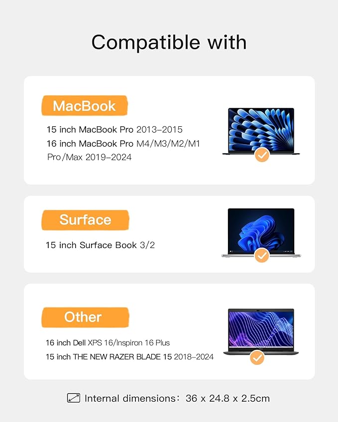 Inateck 360° Protective Laptop Bag with Accessory Bag, Compatible with 16-inch MacBook Pro/Max M4 M3 M2 M1 2019-2023, Black Gray