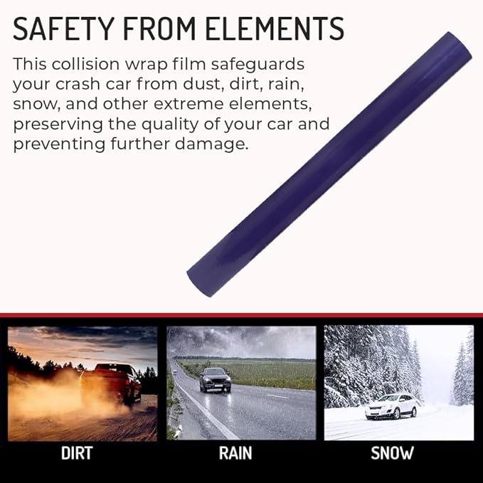 HI-TECH Collision Crash Wrap, 36" X 100' X 3 MIL, Wreck Wrap for Damaged Vehicles, Super Sticky Adhesive, Automotive Crash Protection Film, Clean Removal