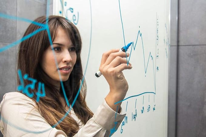 Glass Pen Window Marker: Liquid Chalk Markers for Glass, Car Marker or Mirror Pen with Washable Paint - Graduation Car Windows, Storefront Window, Wedding, Parade, Party & Holiday (Blue, Fine Tip)