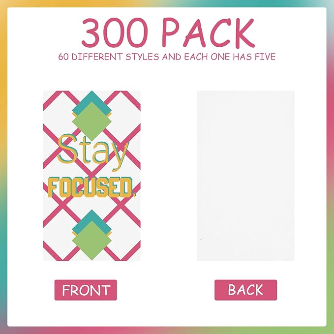 Jinei 300 Inspirational Affirmation Cards Positive Motivational Cards Small Mini Encouragement Quotes for Women Mother's Day Church(Line Flower)