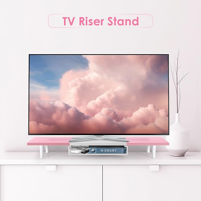 Dual-Computer-Monitor-Stand-Riser For Desk, Expandable Desk Shelf With Drawer For 2 Monitors, Desk Accessories & Workspace Organizers,TV Riser, Desktop Double Laptop Riser With Storage