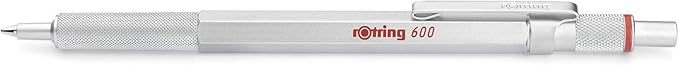 rOtring 600 Ballpoint Pen, Medium Point, Black Ink, Silver Barrel, Refillable
