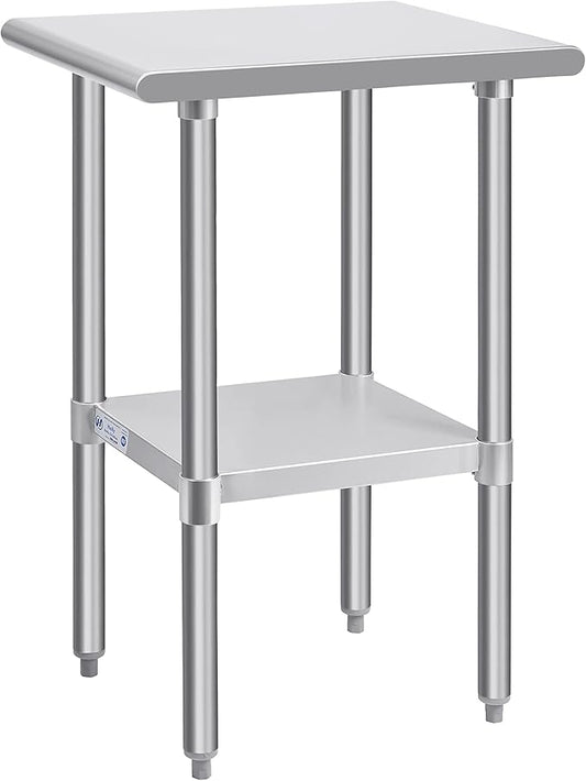 Hally Stainless Steel Table for Prep & Work 24 x 15 Inches, NSF Commercial Heavy Duty Table with Undershelf and Galvanized Legs for Restaurant, Home and Hotel