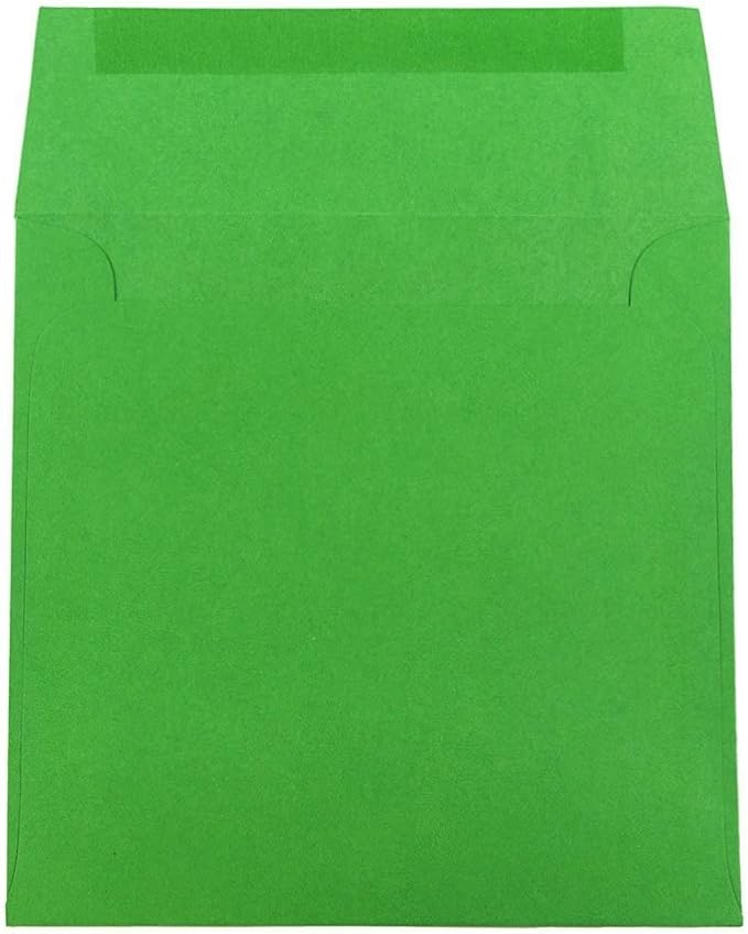 JAM PAPER 6.5 x 6.5 Square Colored Invitation Envelopes - Green Recycled - Bulk 1000/Carton