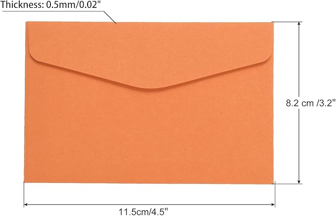 PATIKIL Mini Envelopes, 100 Pack Paper Blank Small Items Storage Business Card Holder for Greeting Note Party, Orange