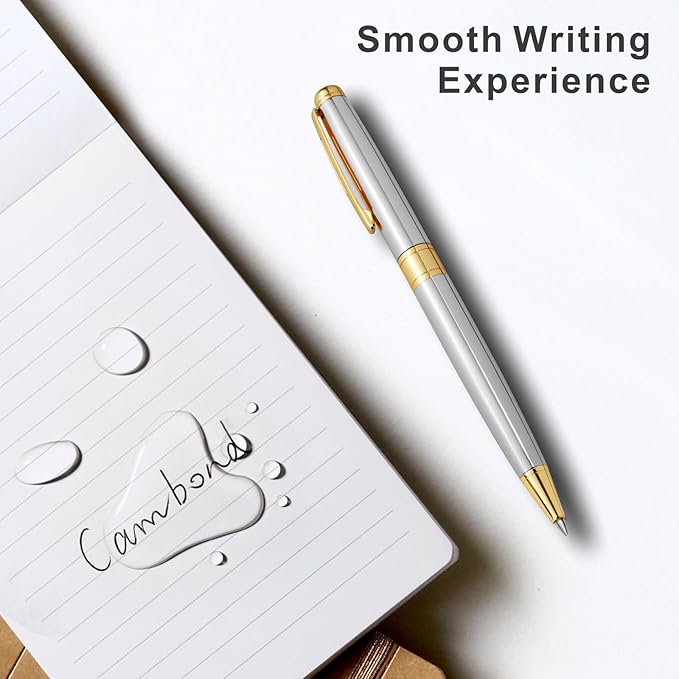 Cambond Ballpoint Pens Ink Pens - Gold Pen Bulk Pens Gift for Men Women Police Retractable Smooth Writing Pens Pack Black Ink 1.0 mm Medium Point,3 Pens with 3 Refills (Gold)