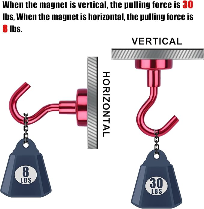 DIYMAG Magnetic Hooks, 30Lbs Strong Heavy Duty Cruise Magnet S-Hooks for Classroom, Fridge, Hanging, Cabins, Grill, Kitchen, Garage, Workplace and Office etc, (15 Pack-Red)