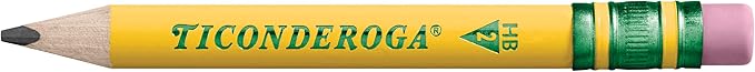 Ticonderoga My First Short Triangular Wood-Cased Pencils, 2 HB Soft, 12 Count Erasers, Pencil Shaped, 3-Pack Bundle
