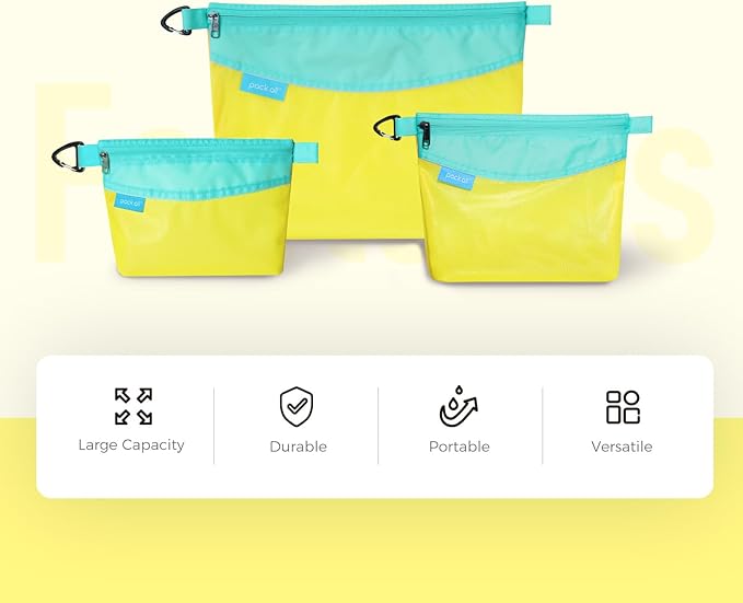 pack all Water-resistant Material Zipper Pouch, Mesh Zipper Bag for Storage, Travel, Office (Small, Yellow)