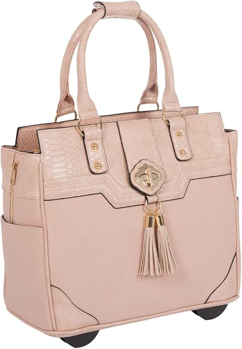 JKM and Company Alligator Compatible With Computer iPad, Laptop Tablet Rolling Tote Bag Briefcase Carryall Bag