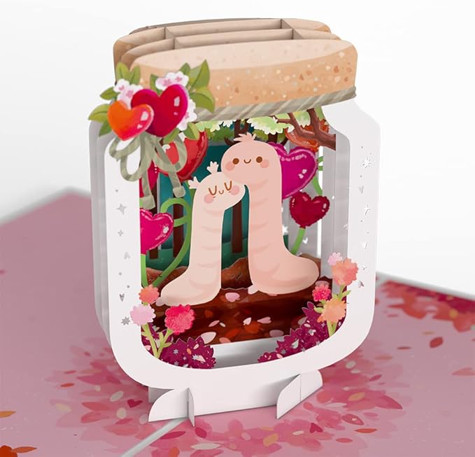 Lovepop Everyday Pop-Up Card for Her, Him, Girls, Boys - 3D Love Greeting Cards - If I was a Worm - 5" x 7" - Blank Note Card & Envelope Included