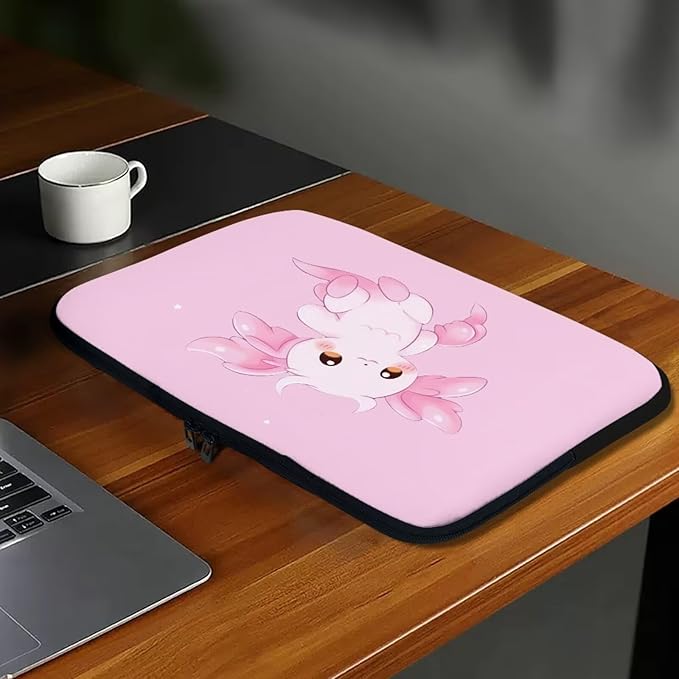 Cute Axolotl Laptop Sleeve for Women 13 inch Lap Top Case Slightly Laptop Pouch with Humanize Design Computer Carrying Case Easy to Clean Laptop Accessories Pink Tablet Bag