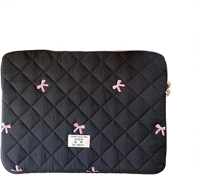 9-11 Inch Tablet Sleeve Case for iPad Pro 11 Air 4 10.2 Tab Protective Bag Cute Bowknot Quilted Puffy Laptop Pouch Carrying Case