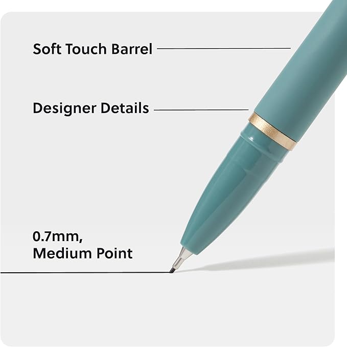 U Brands Catalina Felt Tip Pens, Set of 3, Soft Dye Colors and Soft Touch Finish, Medium (0.7 mm) Point, Black Ink