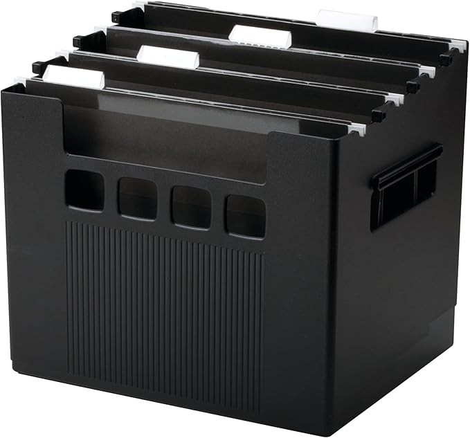 Pendaflex 43013 Desktop File w/Hanging Folders, Letter, Plastic, 12 3/4 x 10 x 11, Black