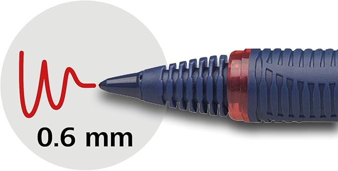 Schneider One Business Rollerball Pen, 0.6 mm Ultra-Smooth Tip, Blue Barrel, Red Ink, Box of 10 Pens (183002)