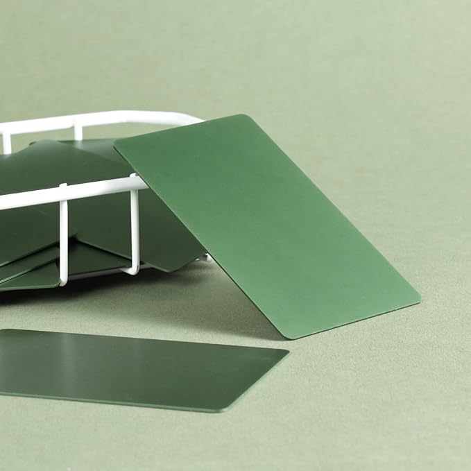 Thick Aluminum Metal Business Cards Anodized Aluminum 86 X 54 X 0.8mm 15 pcs Include Protector Sleeves (Deep Forest Green)