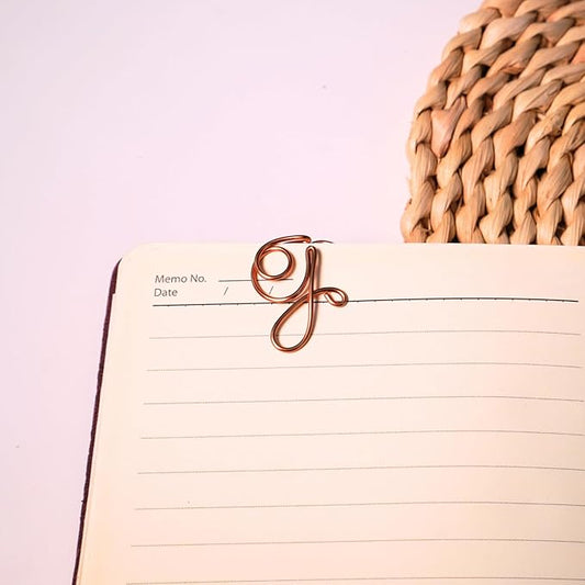 Personalized Initial Copper Bookmark, Set of 5, Handmade Copper Gift for Her, Him, Couple on Birthday, Wedding Anniversary, Alphabet Bookmark (G)