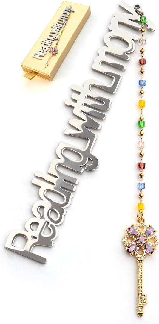 Metal Bookmark Cute Book Accessories Gifts for Women Teacher Readers Book Lovers for Christmas Mother's Day (Reading with Mony Silver)