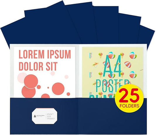Two Pocket Folders,25 Pack Blue Folders with Pockets Fit Letter Size Paper,Thick Paper File Folder for School Office Business Home,Assorted 6 Colors