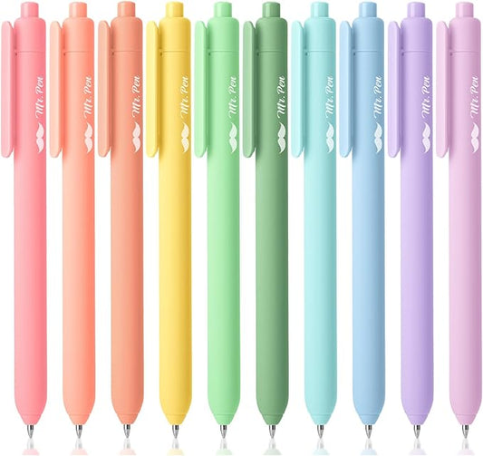 Mr. Pen- Retractable Gel Pens, 10 Pack, Pastel Color Ink Gel Pens, Gel Pens Fine Point 0.7mm, Retractable Pens, Cute Pens, Gel Ink Pens, Aesthetic Pens for Journaling Fine Tip Pens