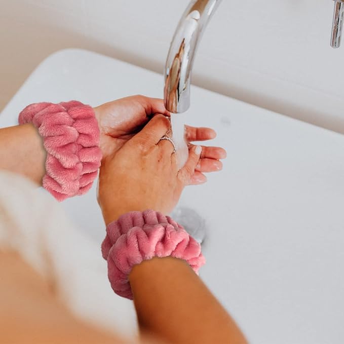 2 Pairs Wrist Washband for Women Washing Face, Wrist Spa Washband Absorbent Wristbands, Prevent Liquids from Spilling Down Your Arms