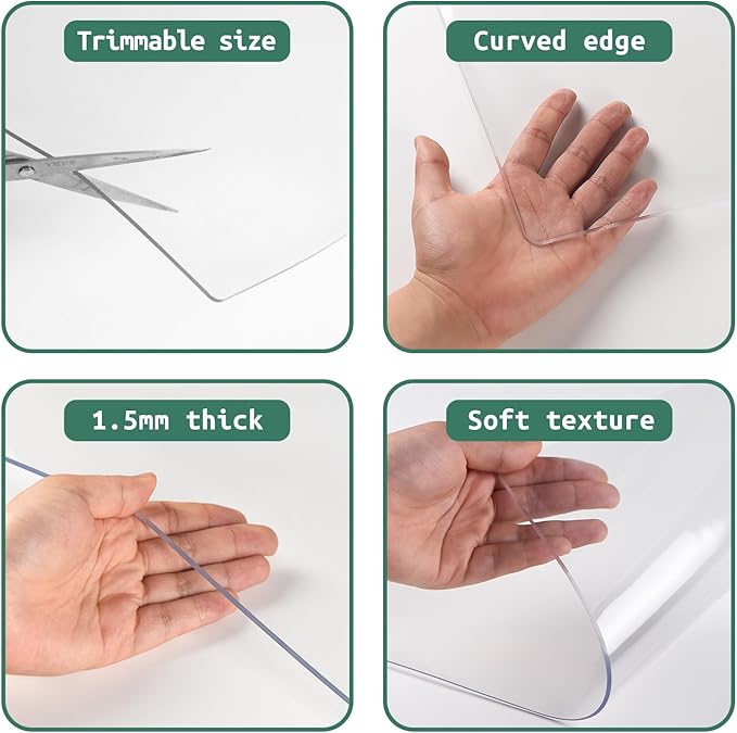 Clear Chair Mat for Hardwood Floors - 48''x60'' Heavy Duty Office Chair Mat, Rectangle Rolling Chair Mat for Hardwood, PVC Protector Hard Floor Mat for Computer&Desk Chair (48'' x 60'')