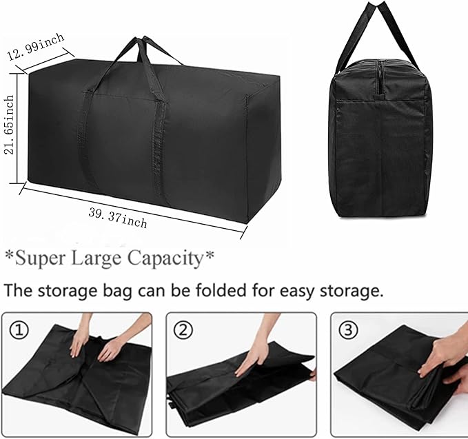 Extra Large Storage Bag for Moving Travel Bag Waterproof Large Moving Bag with Double Zippers and Reinforced Handles Large Capacity Duffle Bag for Moving Traveling Home Storage Packing