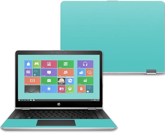 MightySkins Skin Compatible with HP Pavilion x360 15" (2017) - Solid Turquoise | Protective, Durable, and Unique Vinyl Decal wrap Cover | Easy to Apply, Remove, and Change Styles | Made in The USA