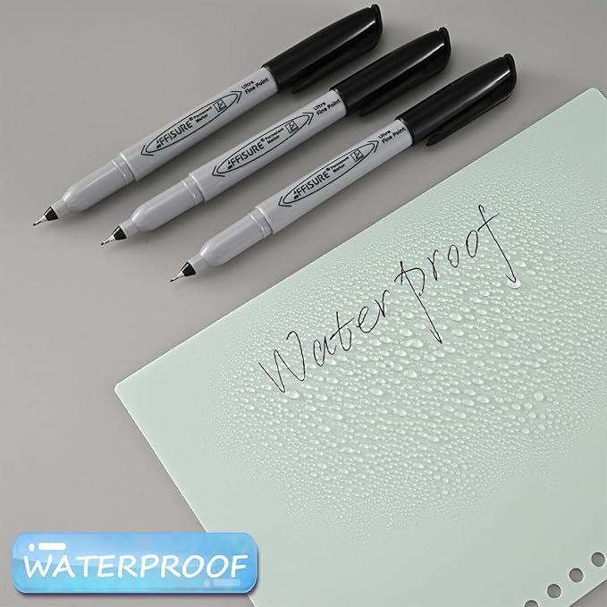 Permanent Markers, Ultra Fine Point, Black, 100 Count, 0.4mm, Fine tip permanent marker set, quick dry, waterproof, fading resists, durable, marks on paper, glass, ceramic, plastic, wood, rock, metal