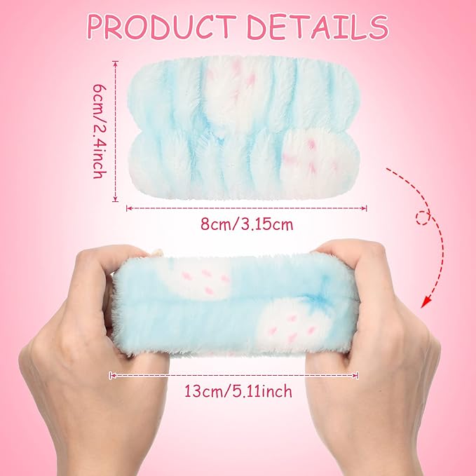 Chuangdi 4 Pairs Wrist Bands for Washing Face Wrist Spa Microfiber Wash Towel Band Scrunchies Absorbent Wristbands Sweatband for Women Prevent Liquid from Spilling