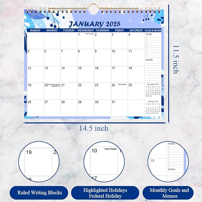 2025-2026 Calendar - Wall Calendar from Jan 2025 to Jun 2026, 18 Monthly Calendar with Seasonal Designs for Planning and Organizing for Home or Office, 11.5 x 14.5 In Calendar 2025-2026