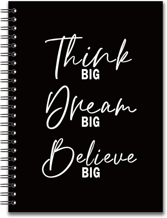 YAZMEEN Motivational Blank Spiral Notebook（160 Pages） Think Big Dream Big Believe Big Hardcover Sketchbook Inspirational Gift Funny Notebook Birthday Gift for Women Men Teen Student Friend Colleague