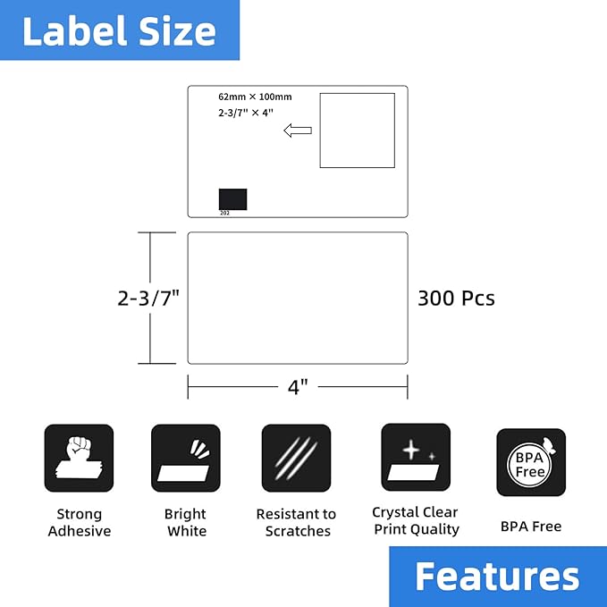 12 Rolls Compatible Shipping Labels Replacement for Brother DK-1202 (2.4" X 3.9"), Compatible with Brother QL Label Printers QL800 QL1100 with 1 Refillable Cartridge Frame