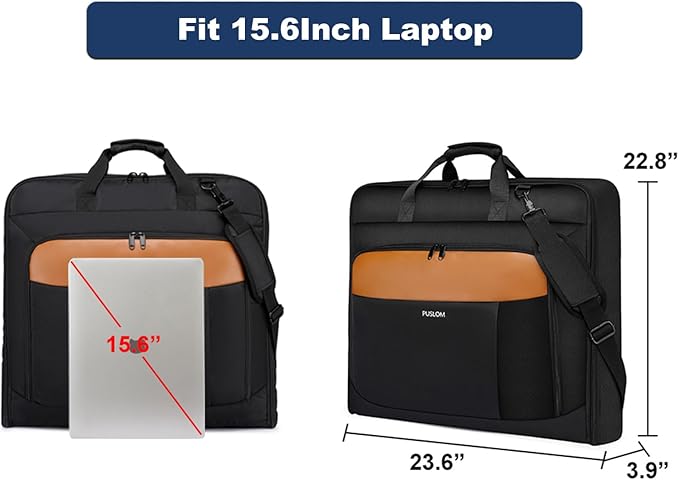 Garment Bag Travel Suit Bag for Men Large 40-Inch Carry on Garment Bag Up to 3 Suits for Business Trips,2 in 1 Hanging Suitcase Luggage Bags for Travel,Foldable Carry On Bag Fits 15.6Inch Laptop,Black