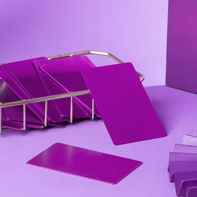 Thick Purple Aluminum Metal Business Cards Anodized Aluminum 86 X 54 X 0.8mm 15 pcs Include Protector Sleeves(Frosted)