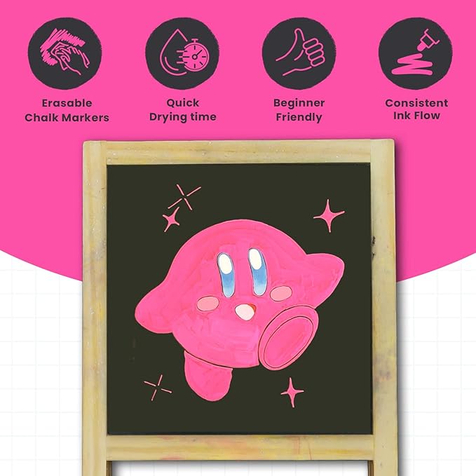 5 Pink Chalkboard Chalk Markers - Pink Dry Erase Markers for Blackboard, Chalkboard Signs, Windows, Glass | Variety Pack - Fine & Jumbo Size Ink Pen (1mm, 3mm, 6mm, 10mm, 15mm)