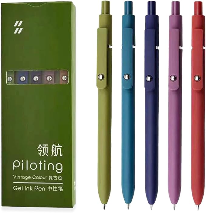 ITAWIXS Aesthetic Gel Ink Pens, 5pcs Fine Point Smooth Writing Pens, Office Desk Accessories, Cute Morandi Pens for journaling School Office Supplies, Gifts for Women and Men