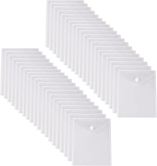 8.5 x 11 Vertical Clear Letter Sized Plastic Envelopes Document File Storage Holder 40 Pack Hook Loop Closure