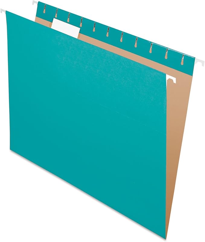 Pendaflex Recycled Hanging Folders, Letter Size, Aqua, 1/5 Cut, 25/BX (81616)