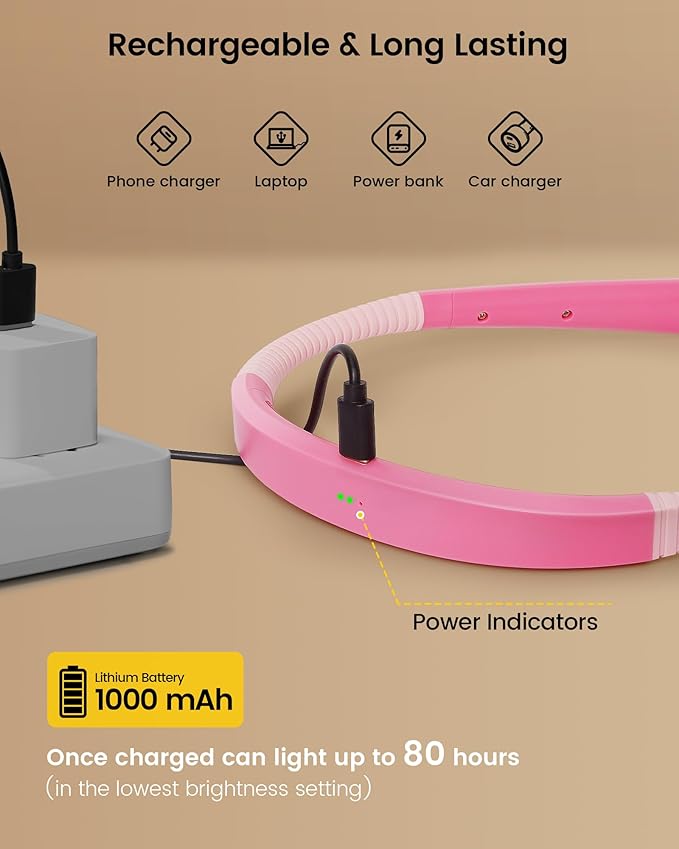 Glocusent Upgraded LED Neck Reading Light, Book Light for Reading in Bed, 30-min Timer, 3 Colors & 3 Brightness Adjustable, Rechargeable & Long Lasting, Perfect for Reading, Knitting