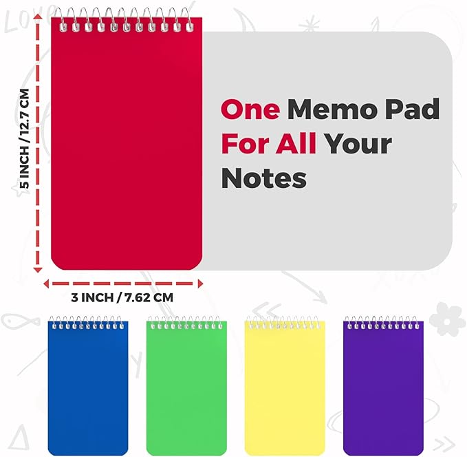 Small Notebooks, Spiral Notepads 3x5 - (Bulk Pack of 25) Pocket Notebook, Memo Pads For Home, Office, College, School - Lined College Ruled Paper - 5 Colored Notebooks, 75 Sheets Per Notebook