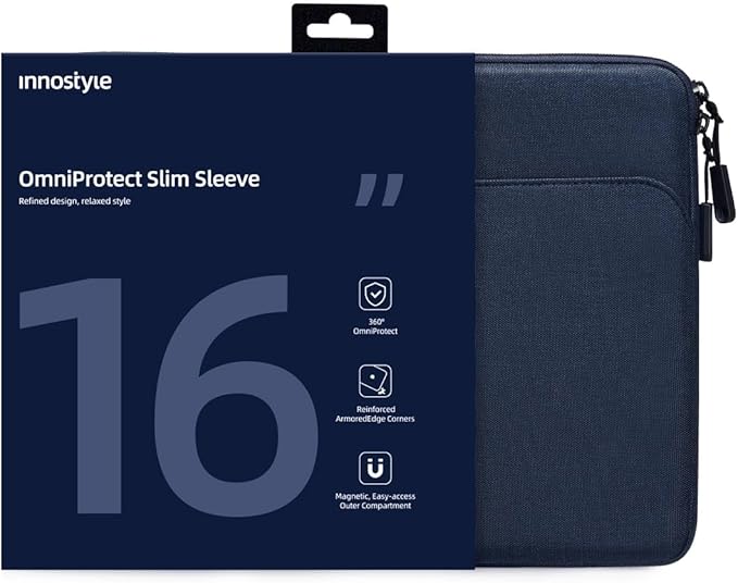 Protective 16 Inch Laptop Sleeve for 15 16 MacBook Air/Pro, 15.6 16 HP Dell Lenovo Asus Notebook - Shockproof, Water-Resistant with Accessory Pocket (Blue, 16 inch)