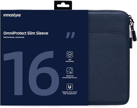 Protective 16 Inch Laptop Sleeve for 15 16 MacBook Air/Pro, 15.6 16 HP Dell Lenovo Asus Notebook - Shockproof, Water-Resistant with Accessory Pocket (Blue, 16 inch)
