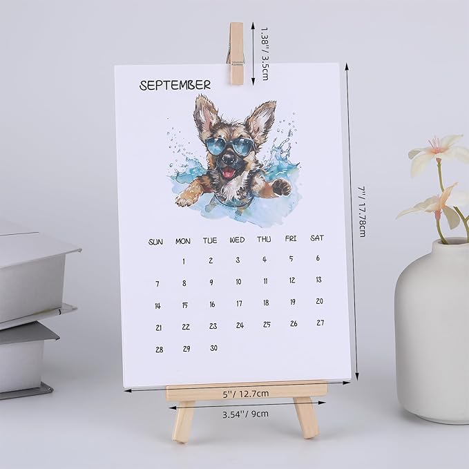 Small Desk Calendar 2025 - Sporty German Shepherd: Monthly Calendar with a Mini Easel Standing Dog Calendar for Home Office Decor Desk Accessories 5" x7" (Jan. 2025 to Dec. 2025)