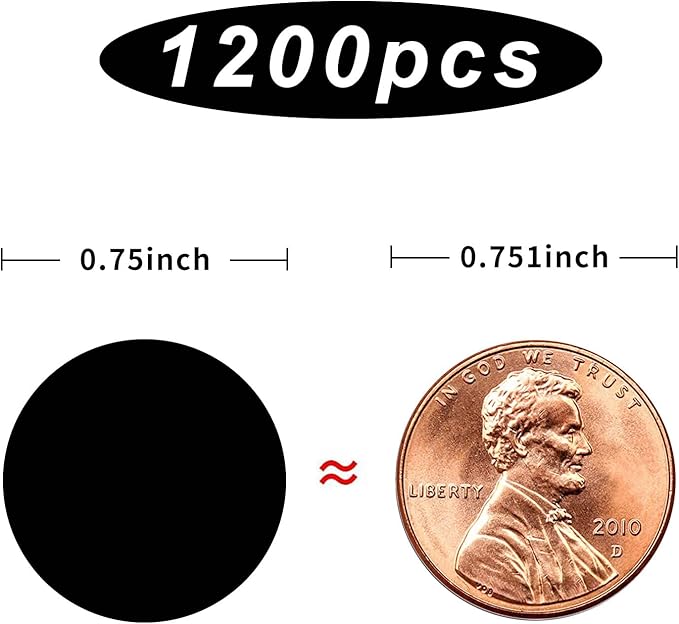1200 Pieces 0.75 Inch Round Color Coding Label Garage Sale Stickers Blank Yard Sale Price Stickers Permanent Adhesive Dots Stickers,Easily Writable with Perforation Line (Black)