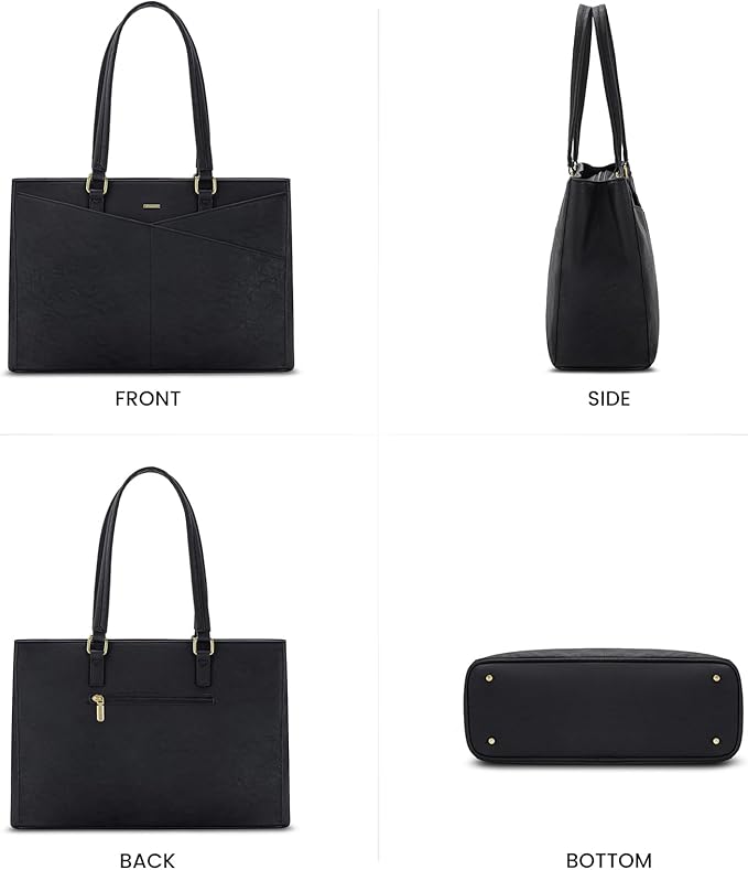 LOVEVOOK Laptop Bag for Women 15.6 Inch Tote Bags Waterproof Leather Briefcase Computer Women Business Office Work Bag,Vintage Black